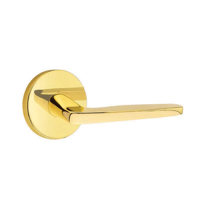 Emtek Hermes Lever with Disk Rosette in Unlacquered Brass