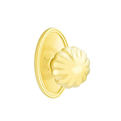 Emtek Melon Knob with Oval Rosette in Polished Brass