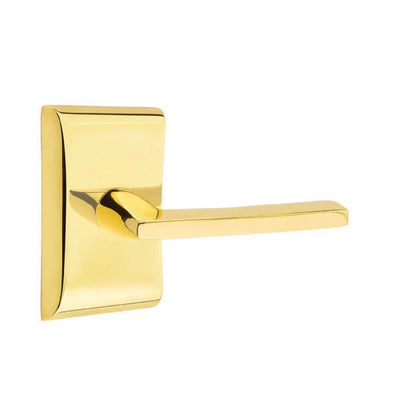 Emtek Helios Lever with Neos Rosette in Unlacquered Brass