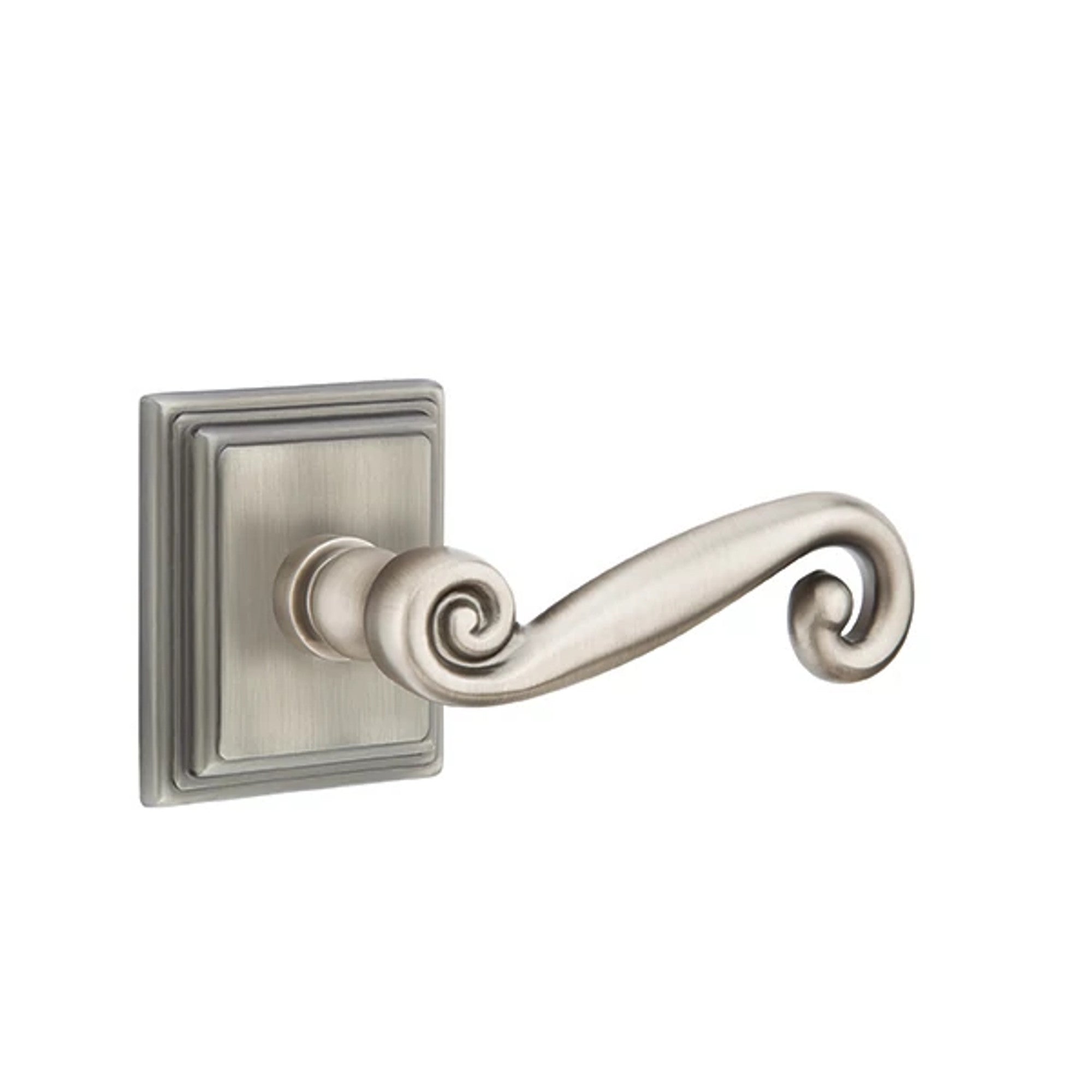 Emtek Rustic Lever with Wilshire Rosette in Pewter