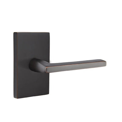 Emtek Helios Lever with Modern Rectangular Rosette in Oil Rubbed Bronze