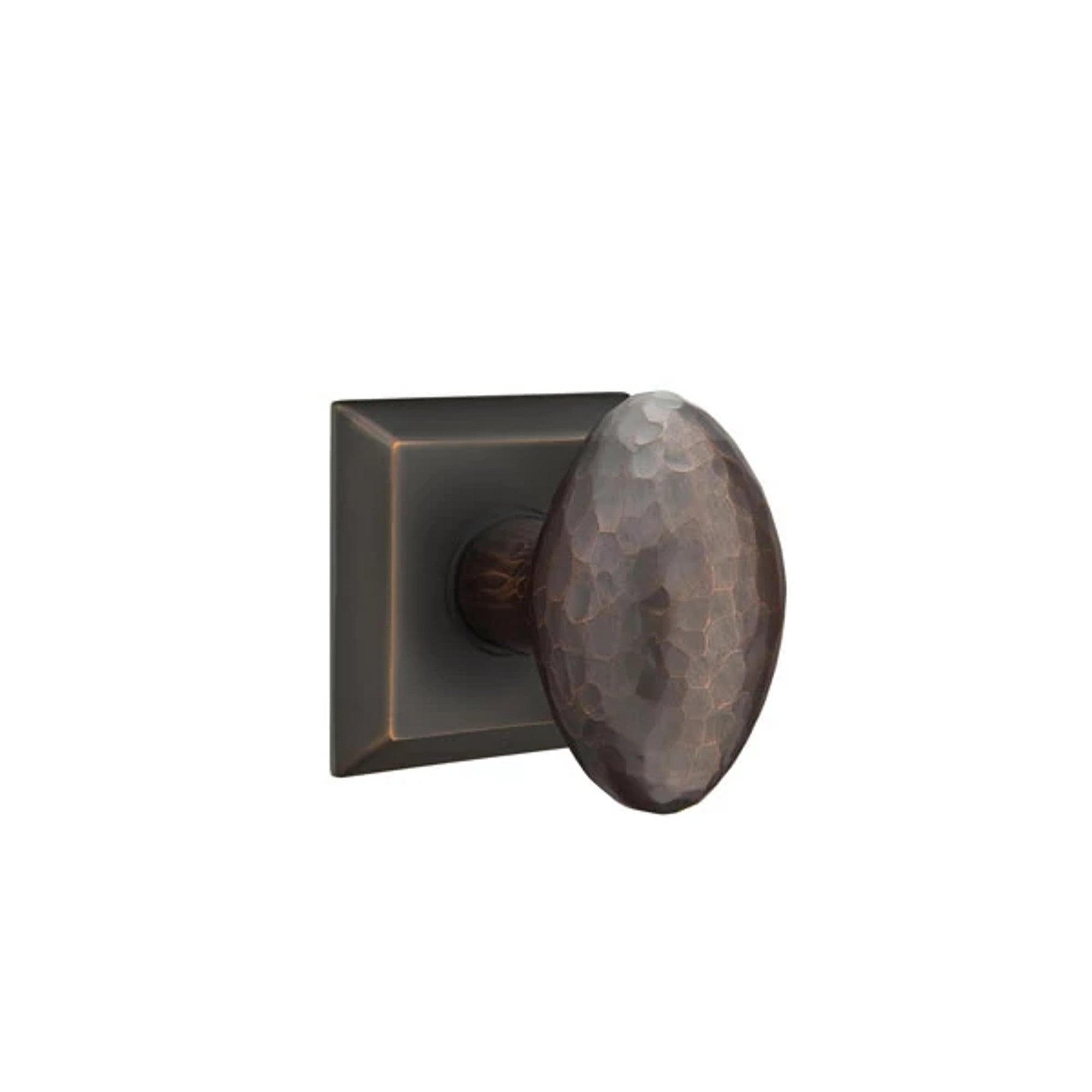 Emtek Hammered Egg Knob with Quincy Rosette in Oil Rubbed Bronze