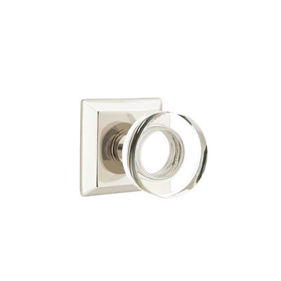 Emtek Modern Disc Glass Knob with Quincy Rosette in Polished Nickel