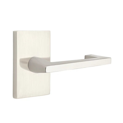Emtek Argos Lever with Modern Rectangular Rosette in Satin Nickel