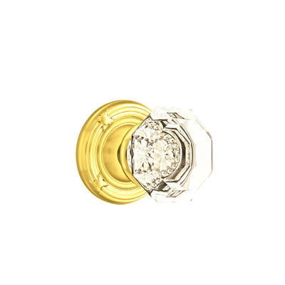 Emtek Old Town Knob with Ribbon & Reed Rosette in Unlacquered Brass