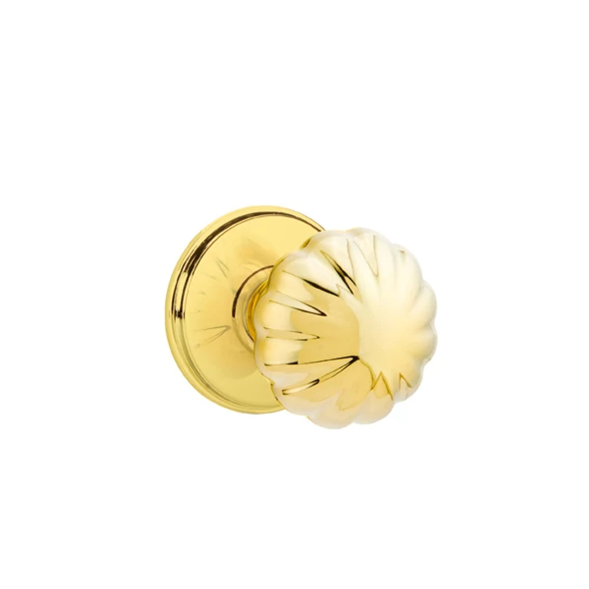 Emtek Melon Knob with Watford Rosette in Unlacquered Brass