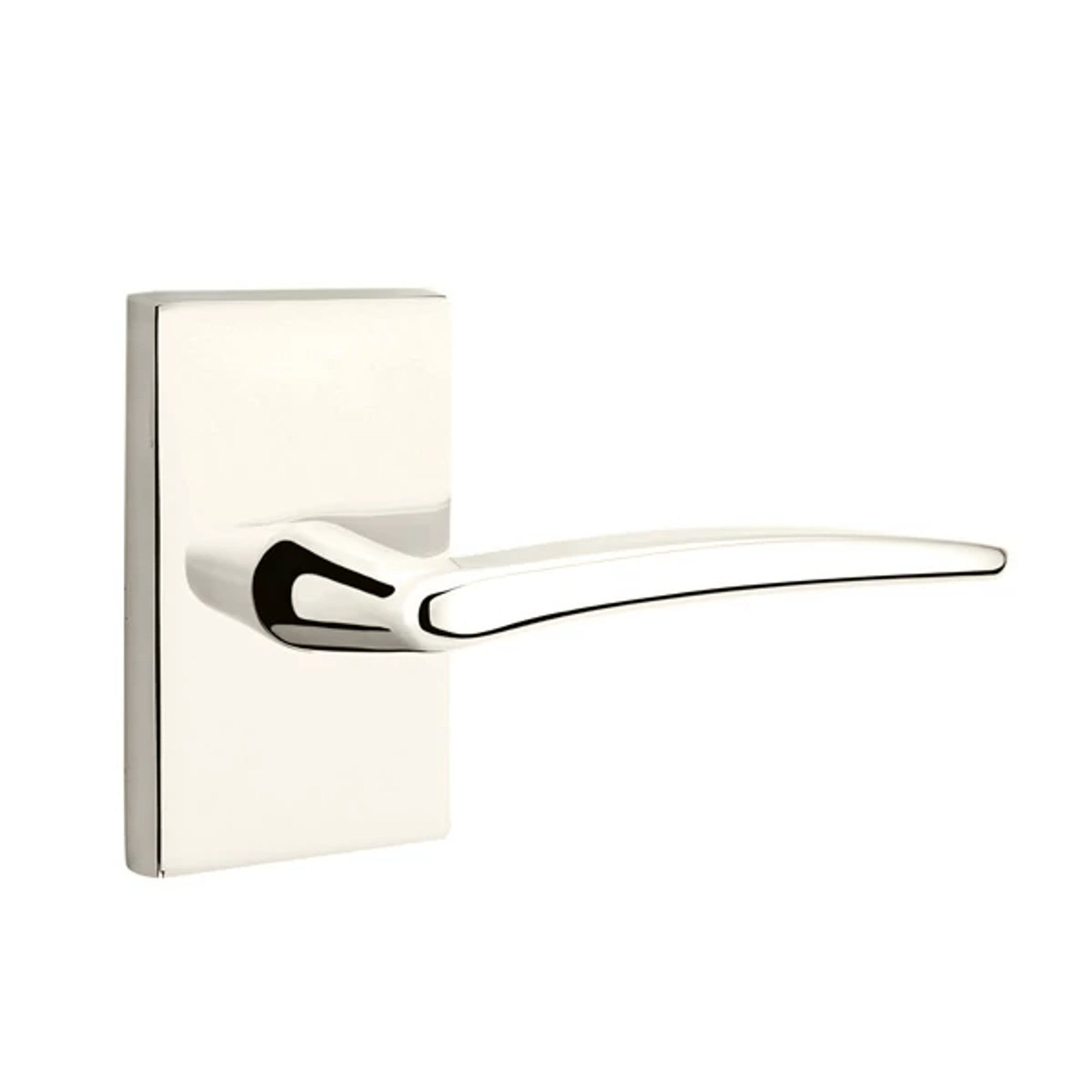 Emtek Poseidon Lever with Modern Rectangular Rosette in Polished Nickel