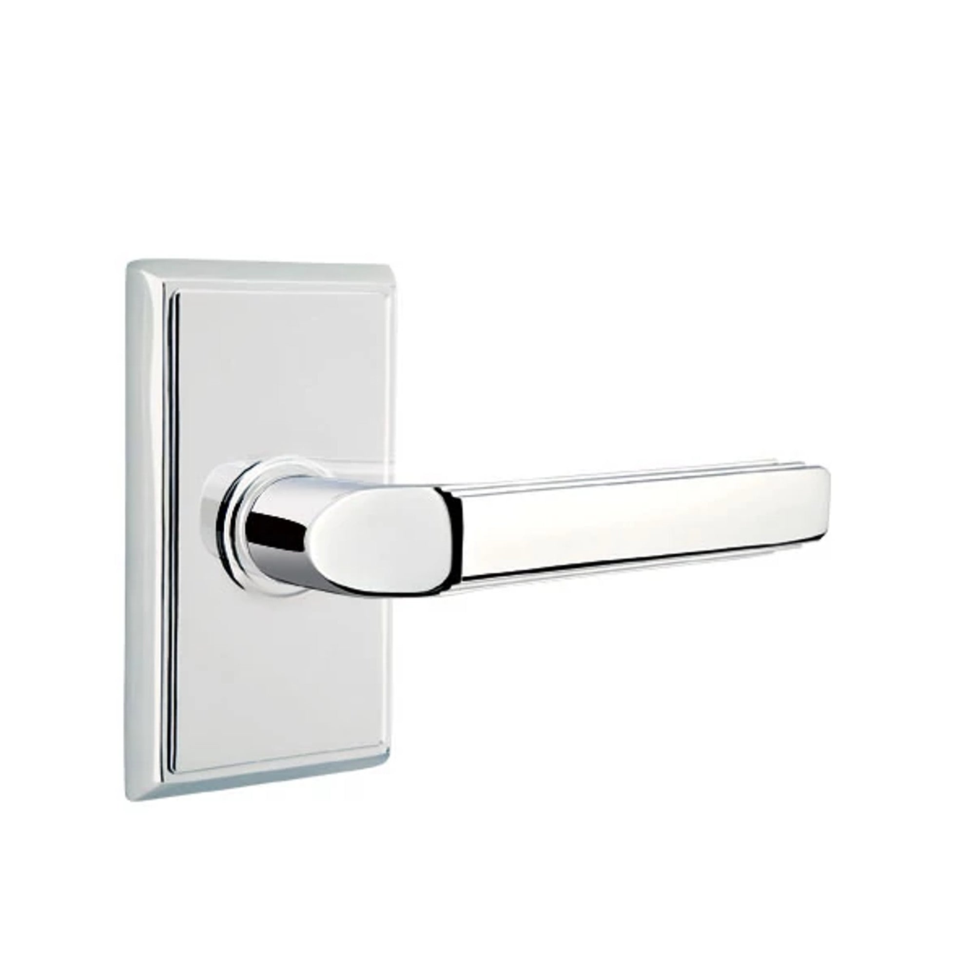 Emtek Milano Lever with Rectangular Rosette in Polished Chrome