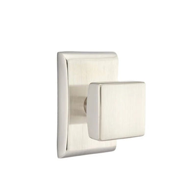 Emtek Square Knob with Neos Rosette in Satin Nickel