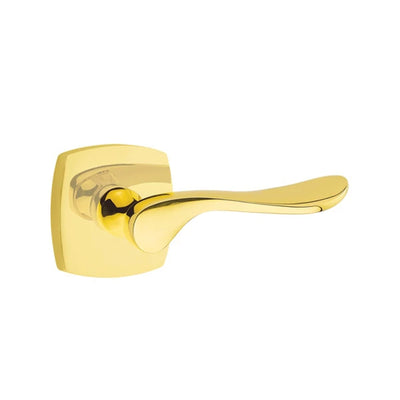 Emtek Luzern Lever with Urban Modern Rosette in Unlacquered Brass