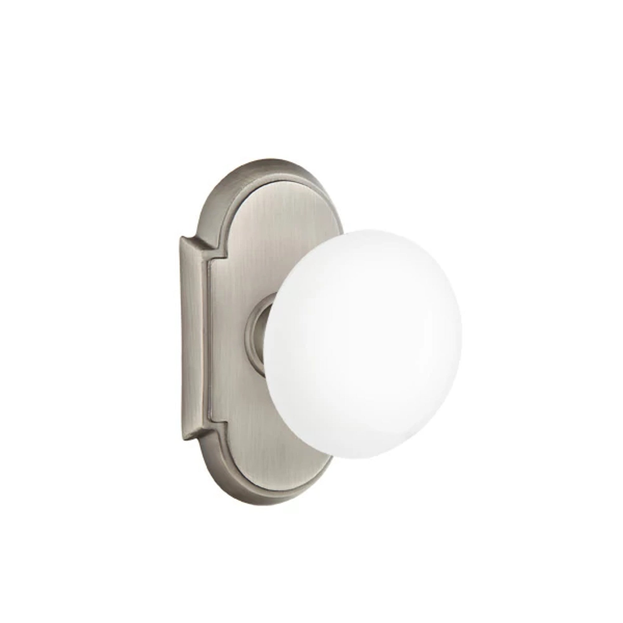 Emtek Ice White Knob with #8 Rosette in Pewter