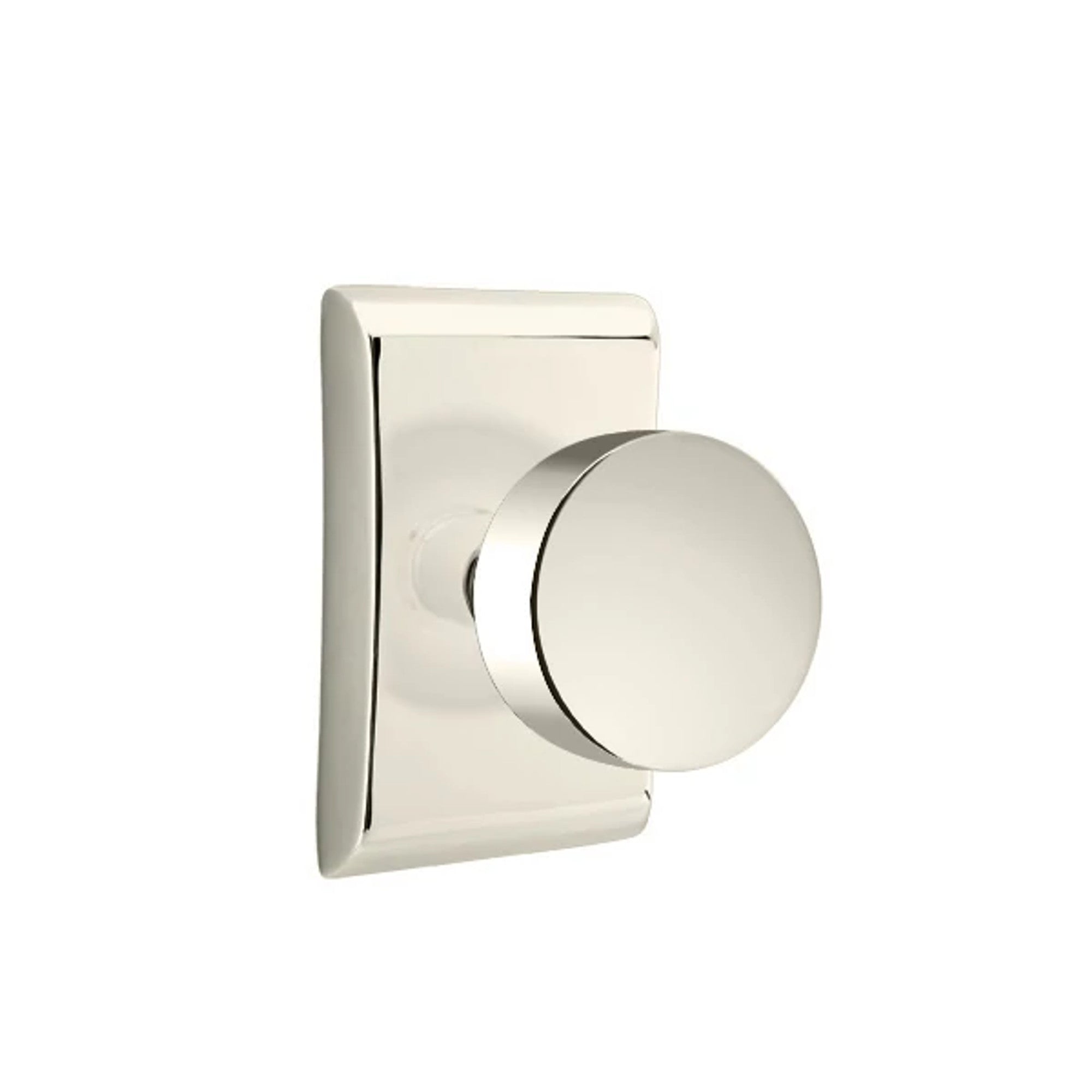 Emtek Round Knob with Neos Rosette in Polished Nickel