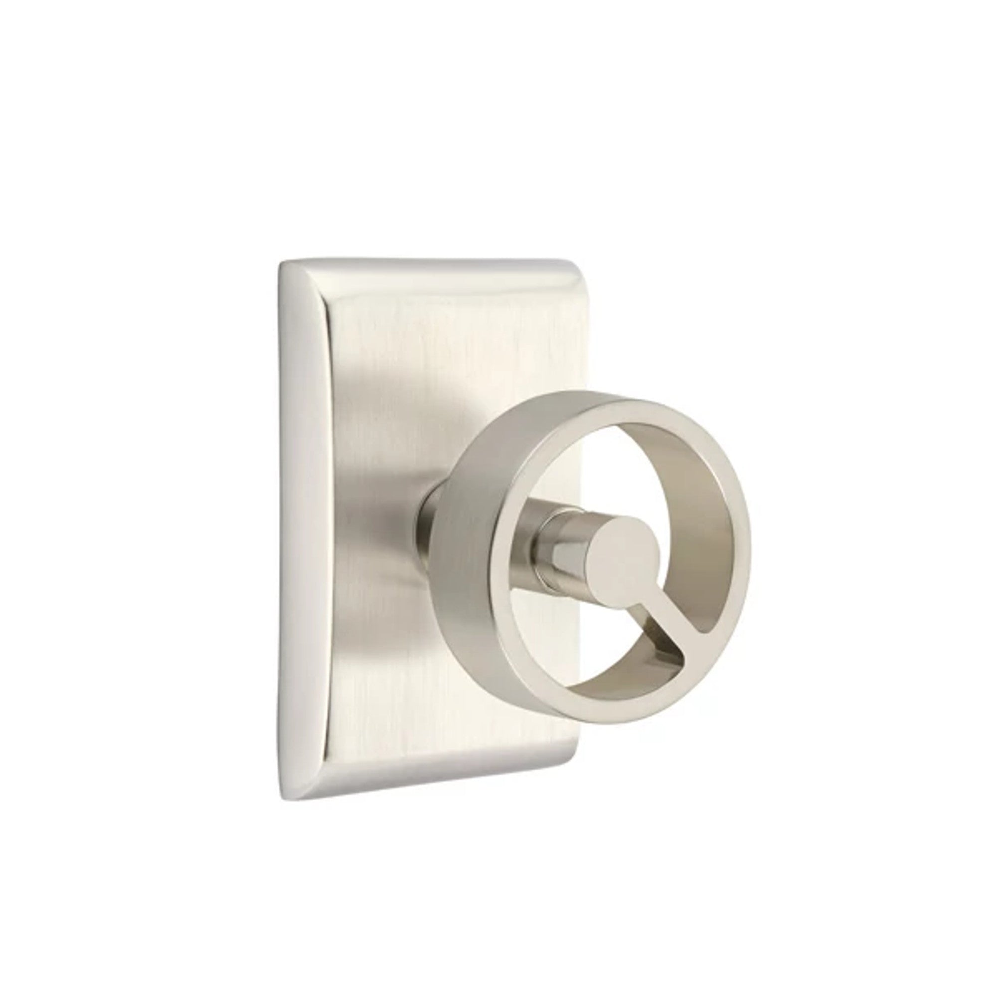 Emtek Spoke Knob with Neos Rosette in Satin Nickel