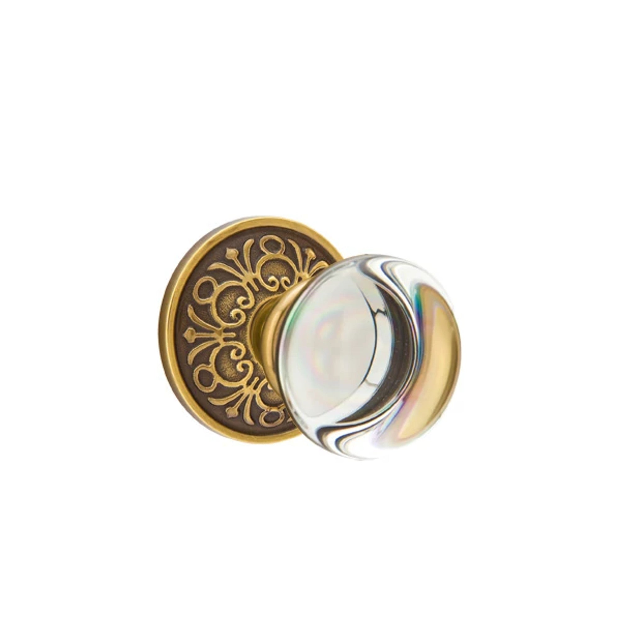 Emtek Providence Glass Knob with Lancaster Rosette in French Antique