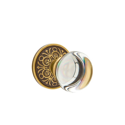 Emtek Providence Glass Knob with Lancaster Rosette in French Antique