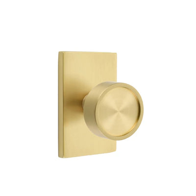 Emtek Verve Knob with Modern Rectangular Rosette in Satin Brass