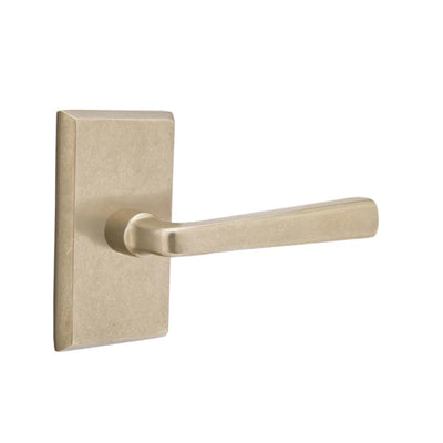 Emtek Cimarron Lever with #3 Rosette in Tumbled White Bronze