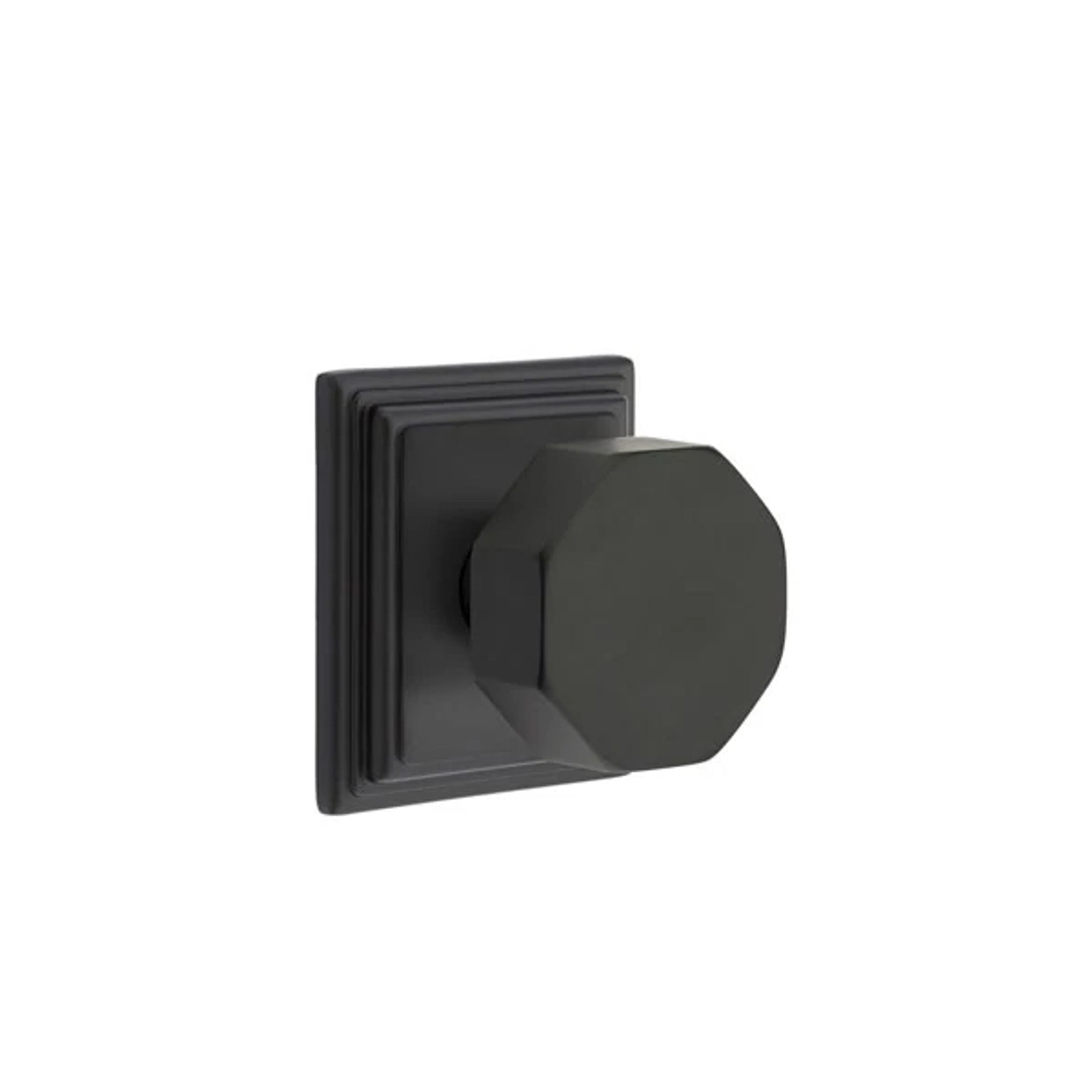 Emtek Octagon Knob with Wilshire Rosette in Flat Black