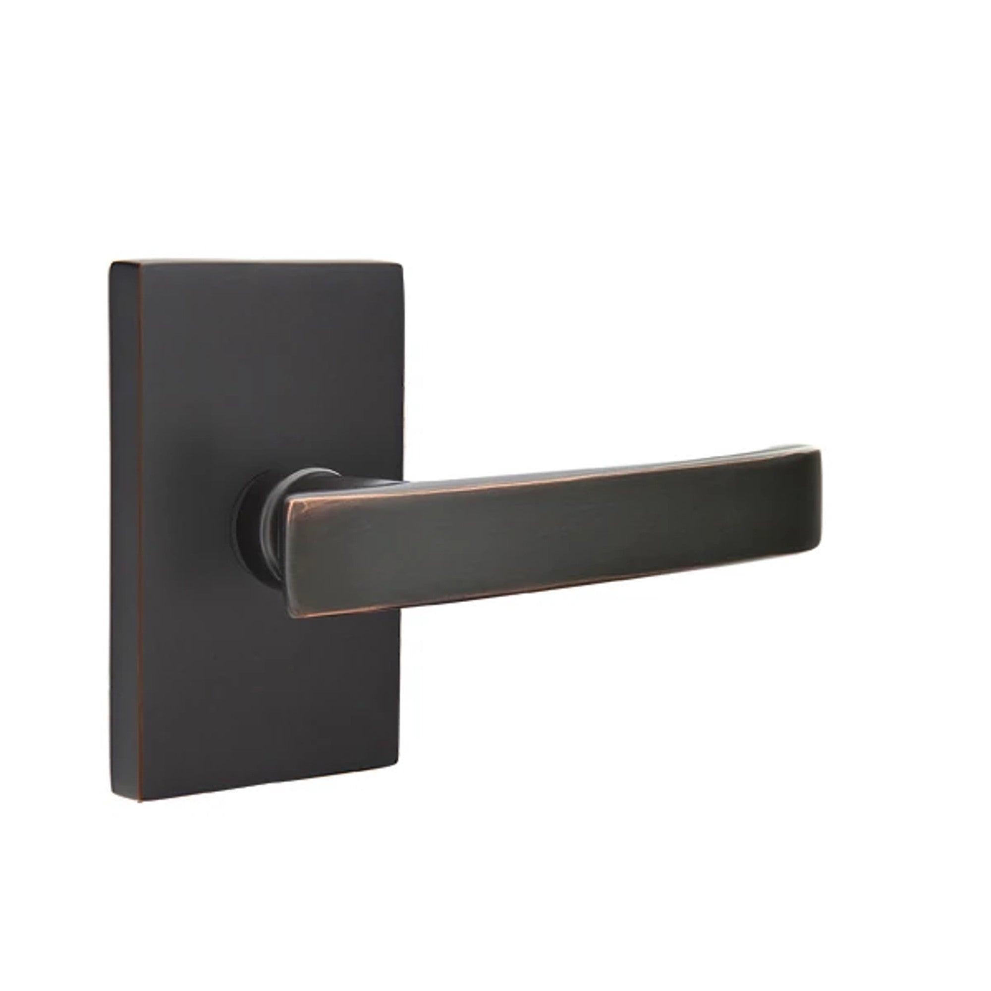 Emtek Geneva Lever with Modern Rectangular Rosette in Oil Rubbed Bronze