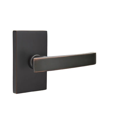 Emtek Geneva Lever with Modern Rectangular Rosette in Oil Rubbed Bronze
