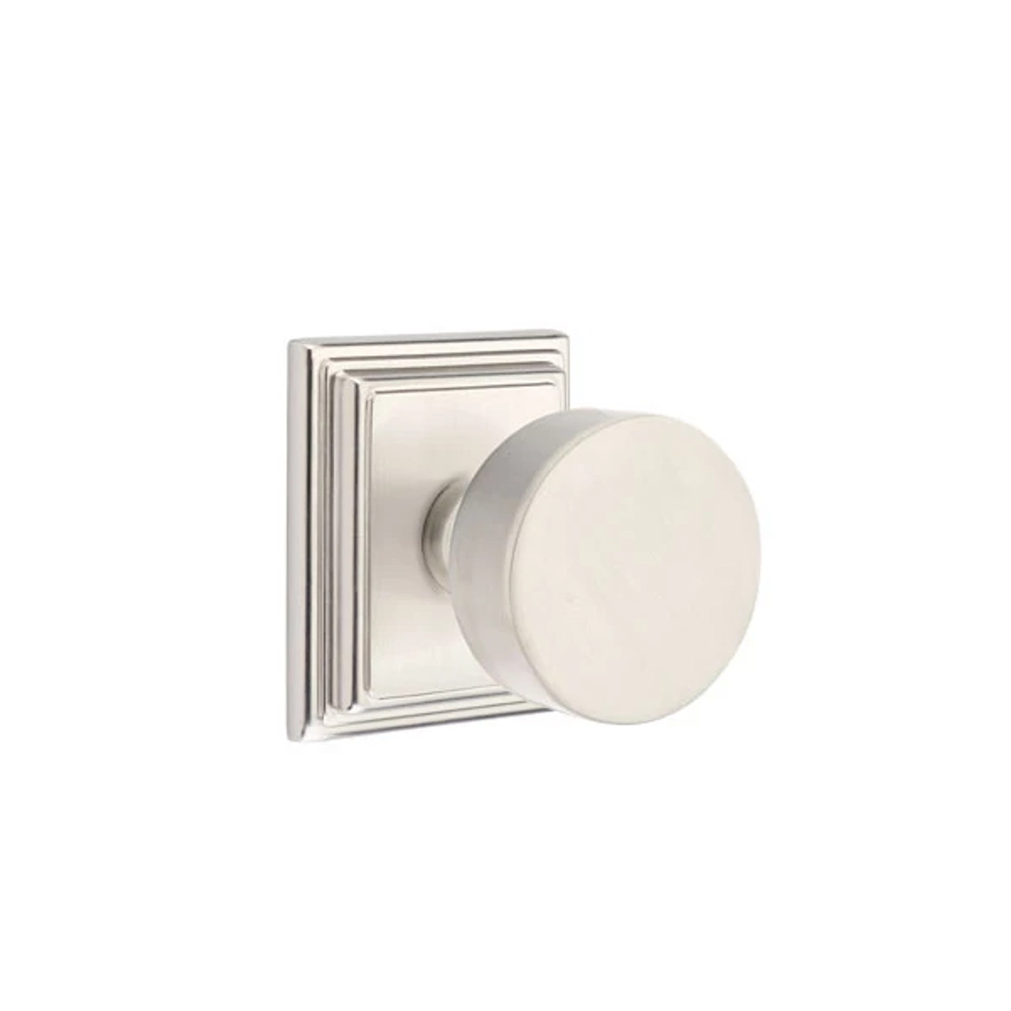 Emtek Round Knob with Wilshire Rosette in Satin Nickel