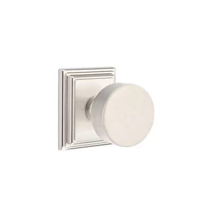 Emtek Round Knob with Wilshire Rosette in Satin Nickel