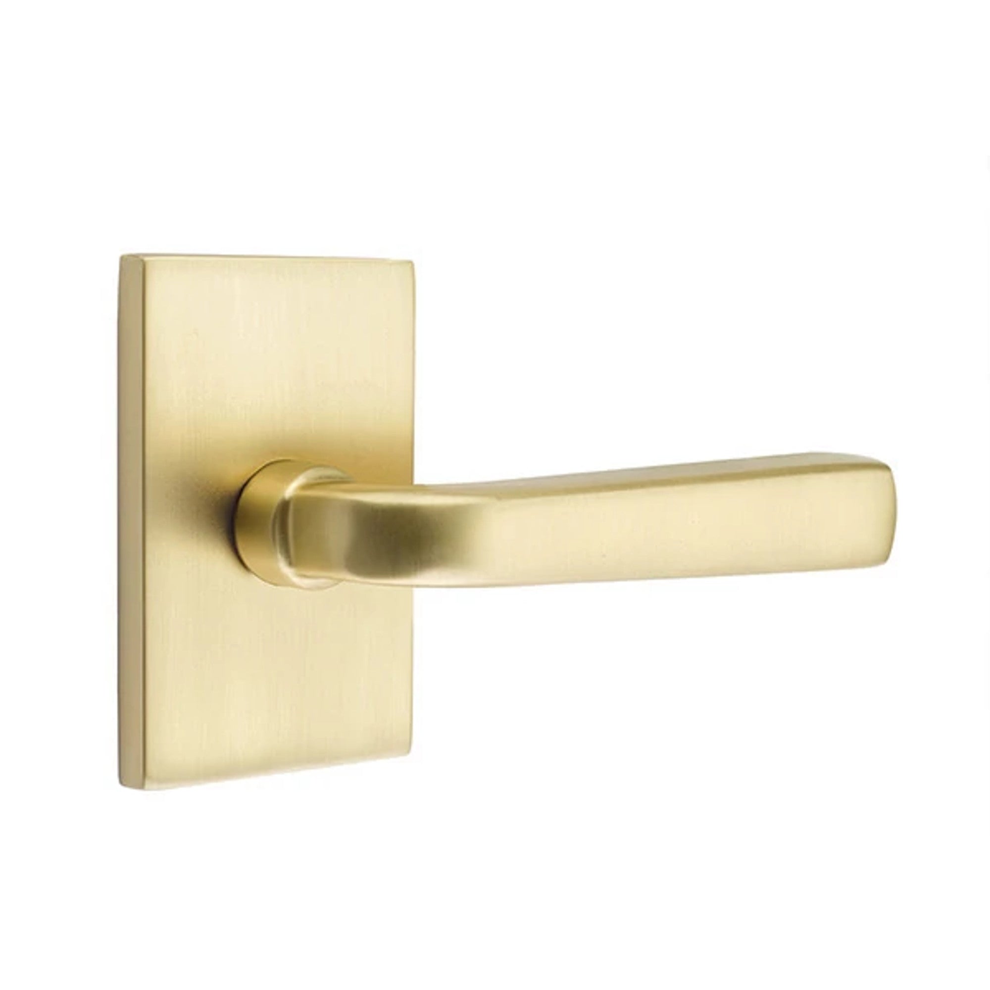 Emtek Sion Lever with Modern Rectangular Rosette in Satin Brass