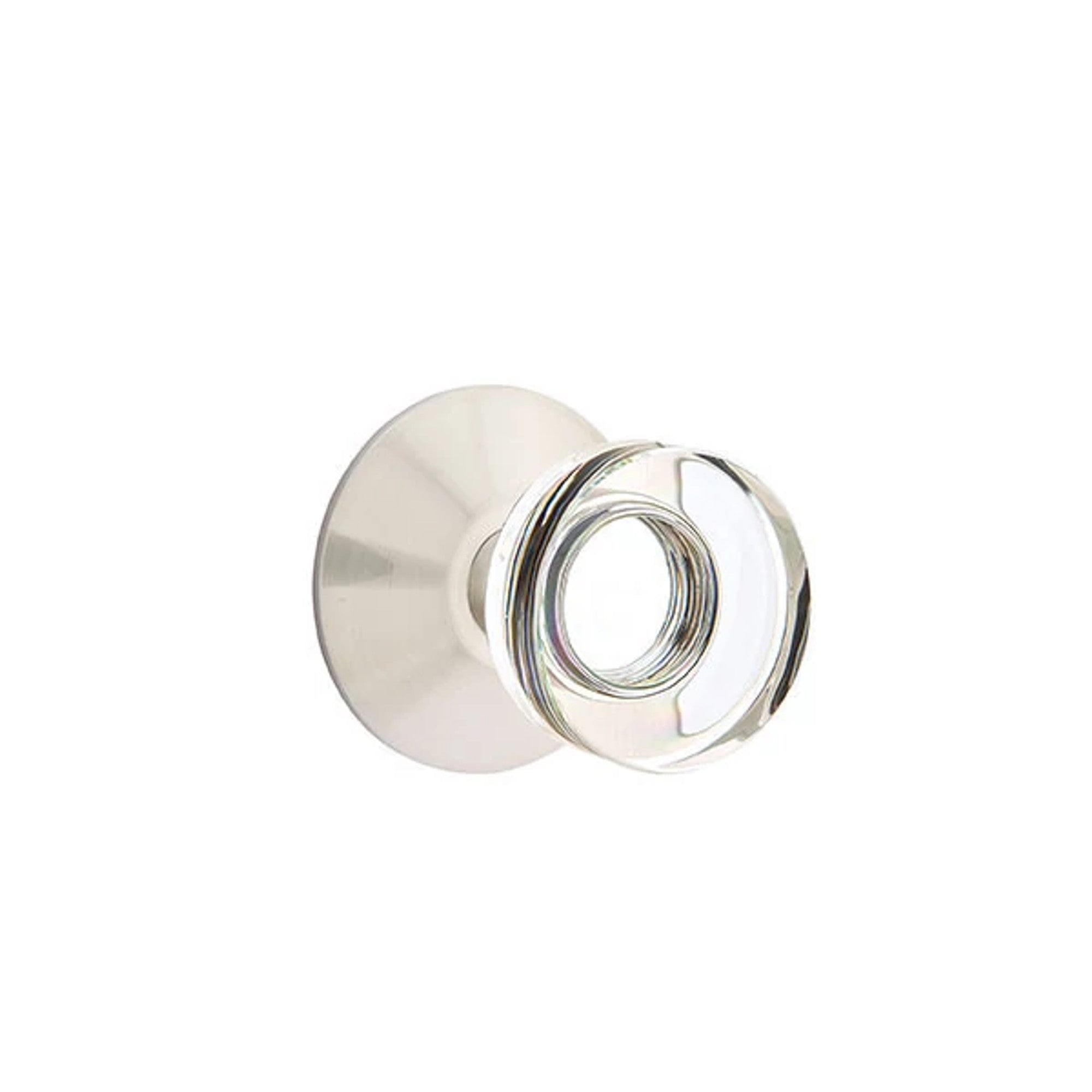 Emtek Modern Disc Glass Knob with Modern Rosette in Satin Nickel