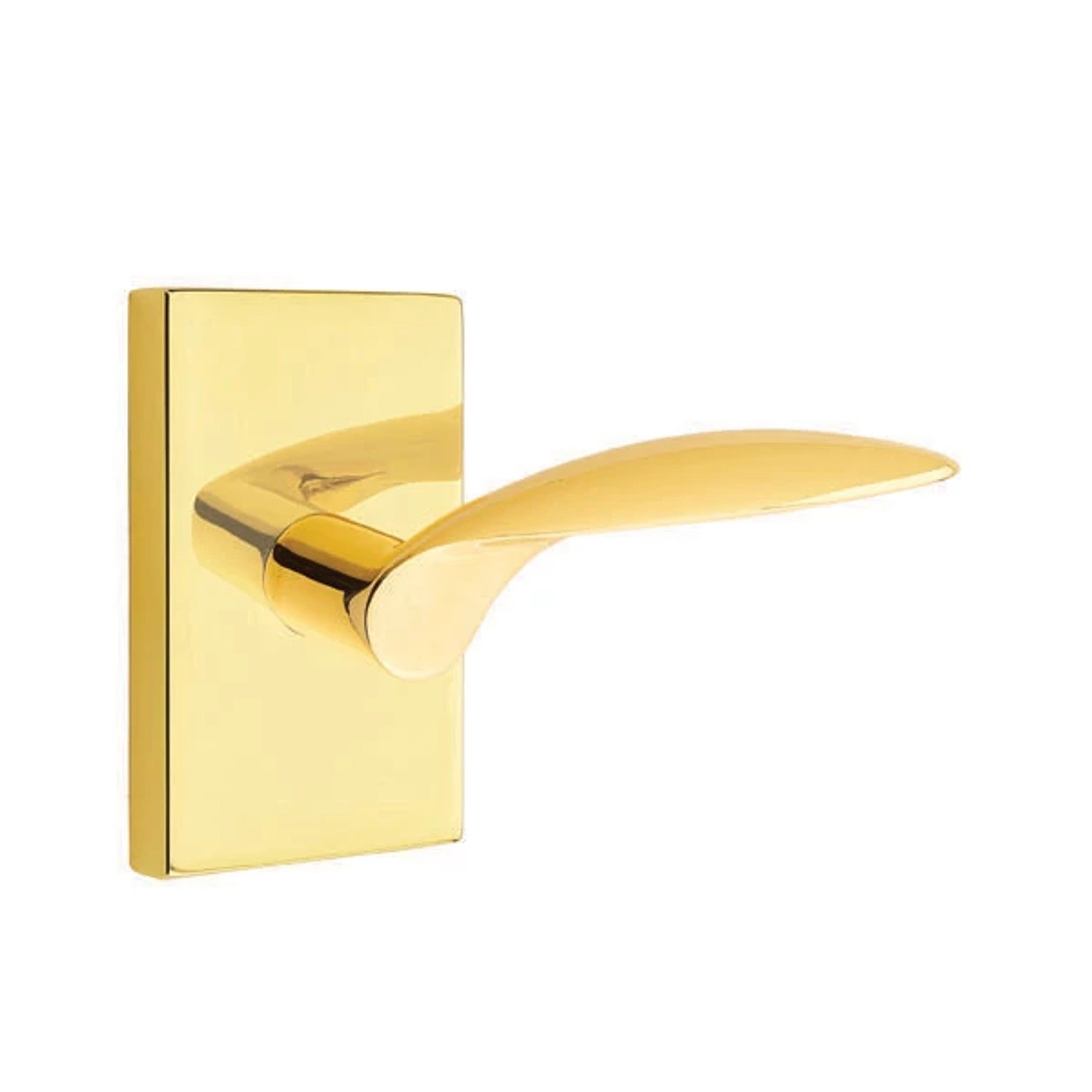 Emtek Mercury Lever with Modern Rectangular Rosette in Unlacquered Brass