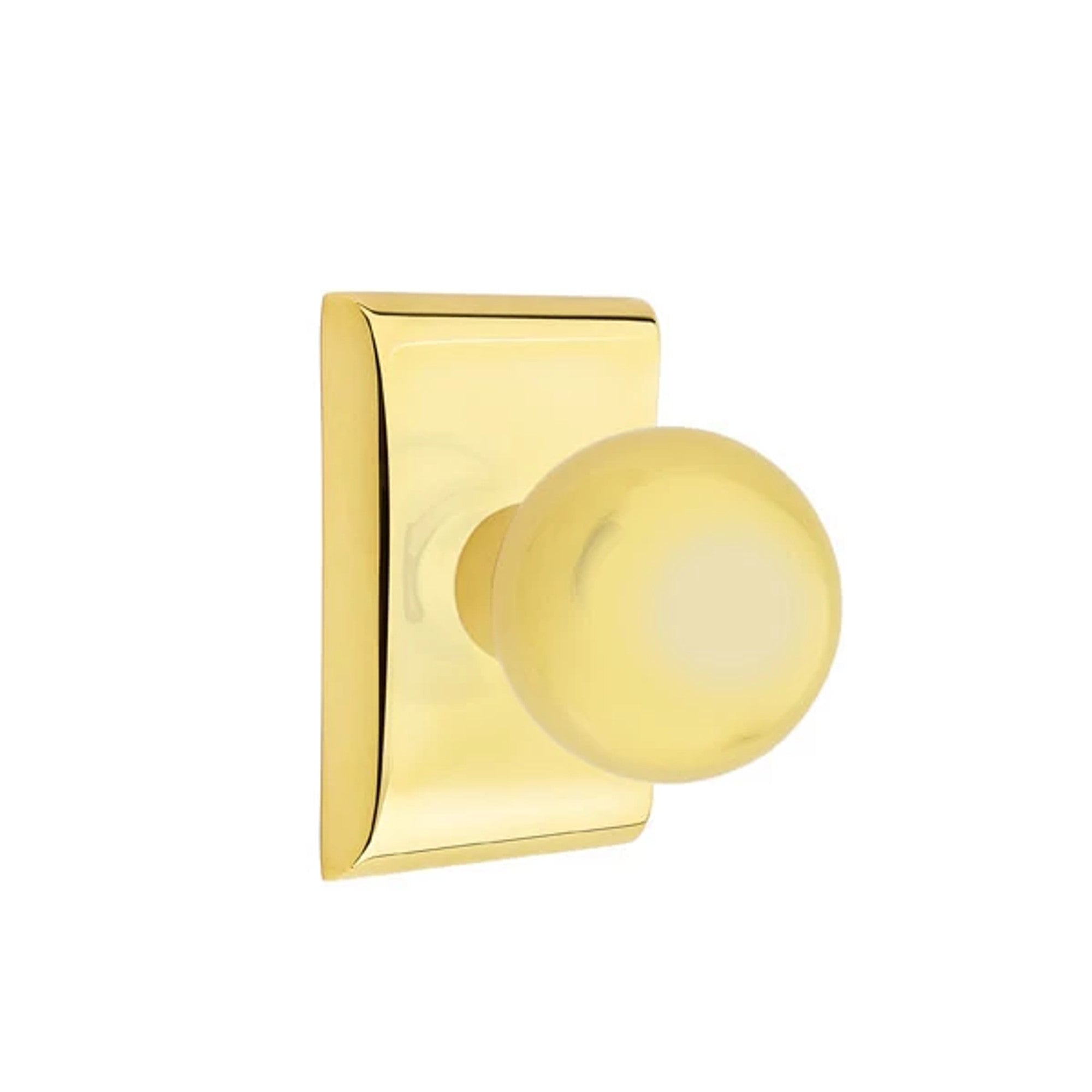 Emtek Orb Knob with Neos Rosette in Unlacquered Brass