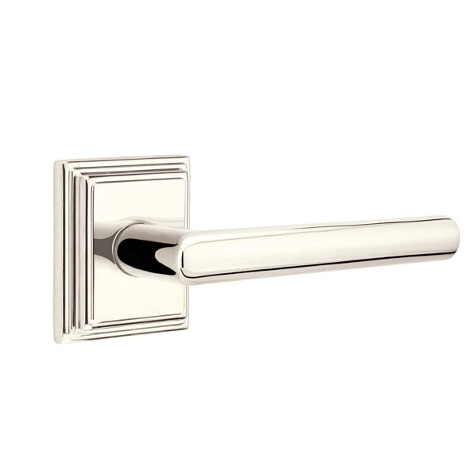 Emtek Stuttgart Lever with Wilshire Rosette in Polished Nickel