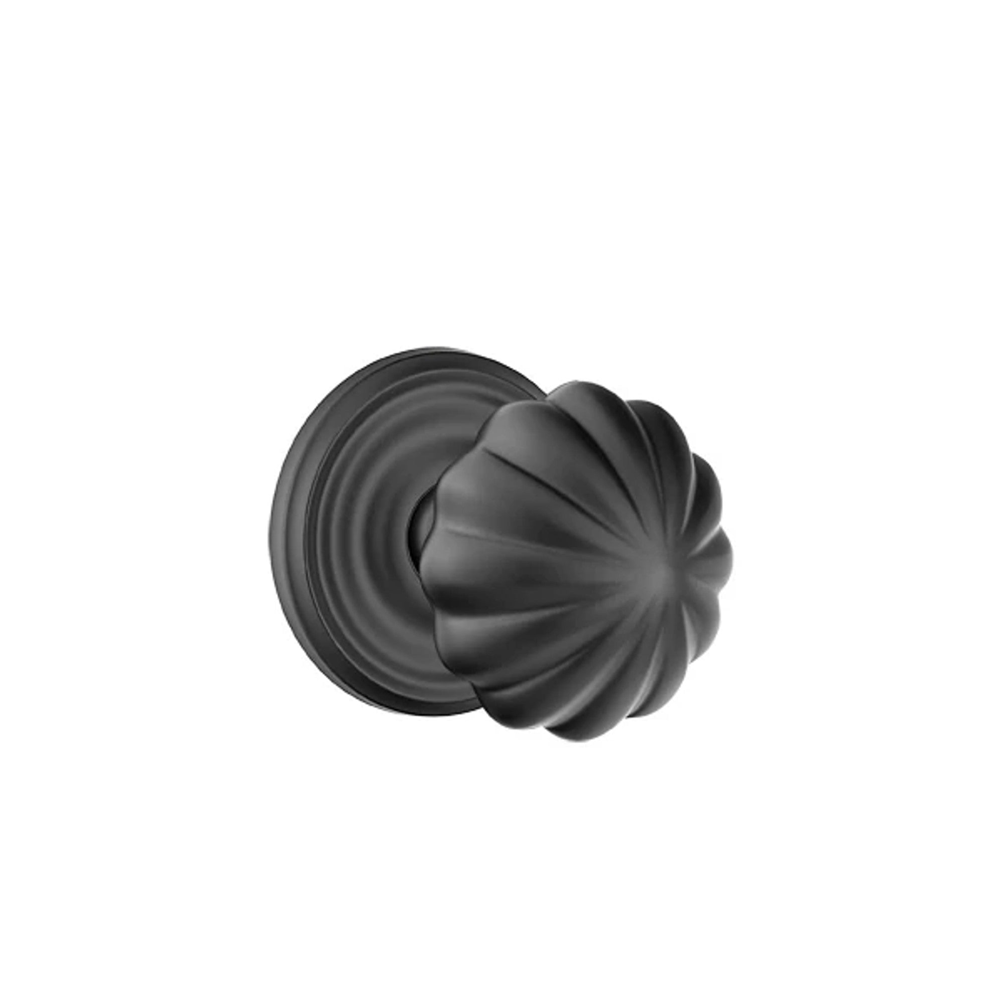 Emtek Melon Knob with Regular Rosette in Flat Black