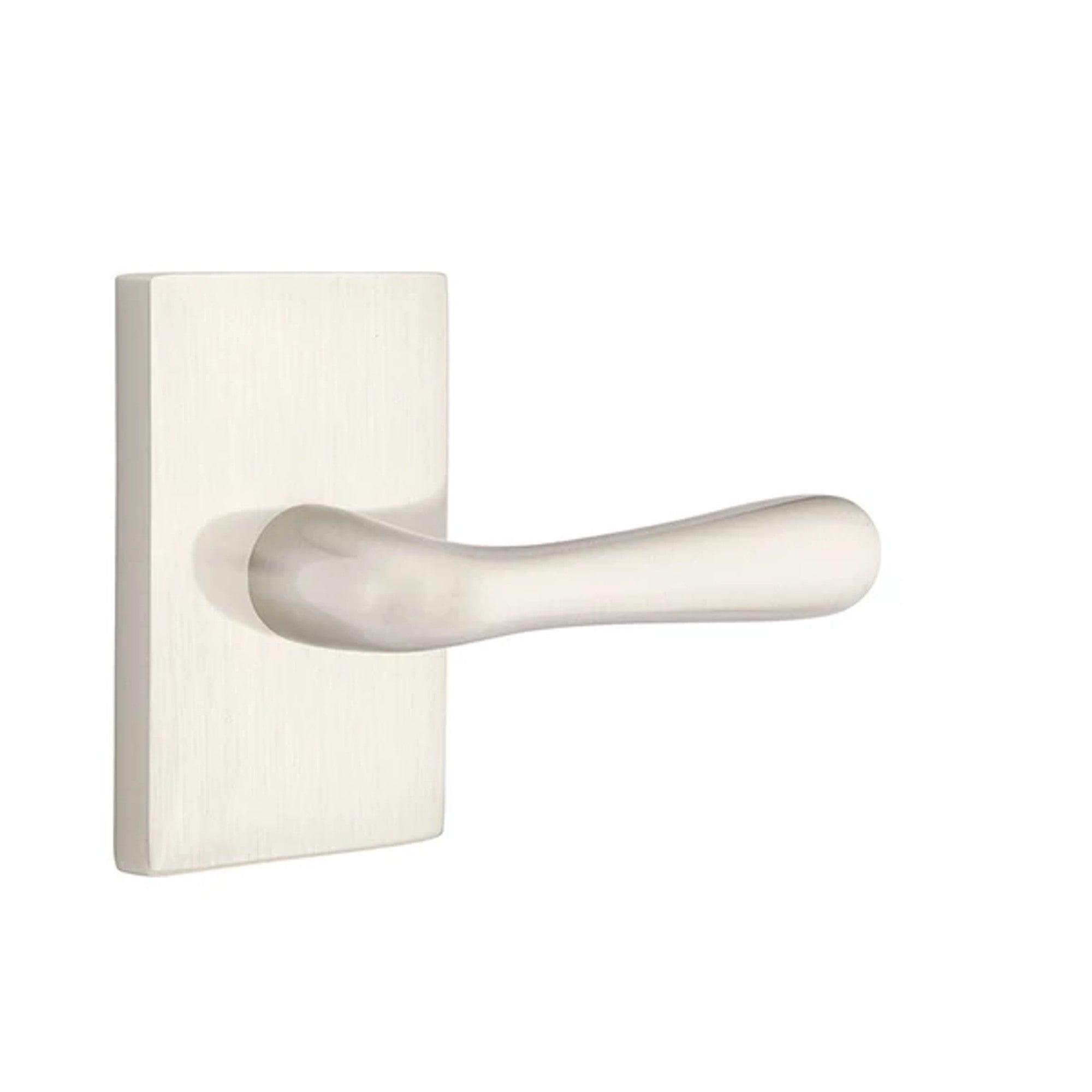 Emtek Basel Lever with Modern Rectangular Rosette in Satin Nickel