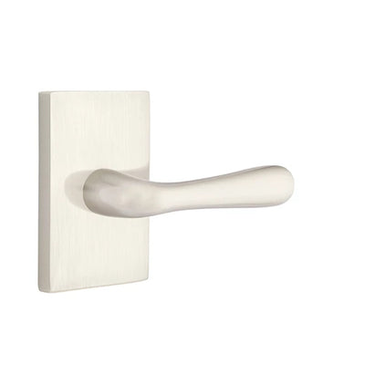 Emtek Basel Lever with Modern Rectangular Rosette in Satin Nickel