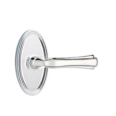 Emtek Wembley Lever with Oval Rosette in Polished Chrome