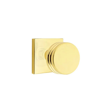 Emtek Bern Knob with Square Rosette in Unlacquered Brass