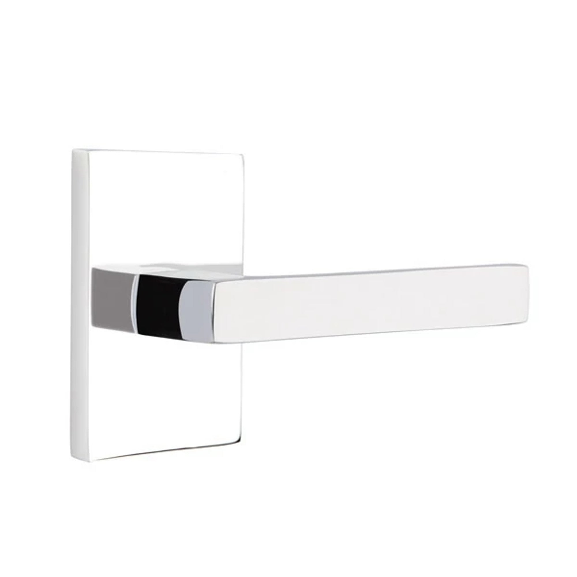 Emtek Dumont Lever with Modern Rectangular Rosette in Polished Chrome