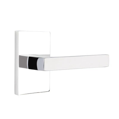 Emtek Dumont Lever with Modern Rectangular Rosette in Polished Chrome