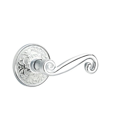 Emtek Rustic Lever with Lancaster Rosette in Polished Chrome