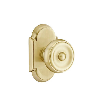 Emtek Waverly Knob with #8 Rosette in Satin Brass