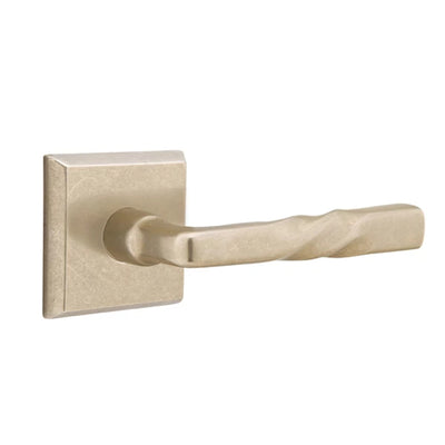 Emtek Montrose Lever with #6 Rosette in Tumbled White Bronze