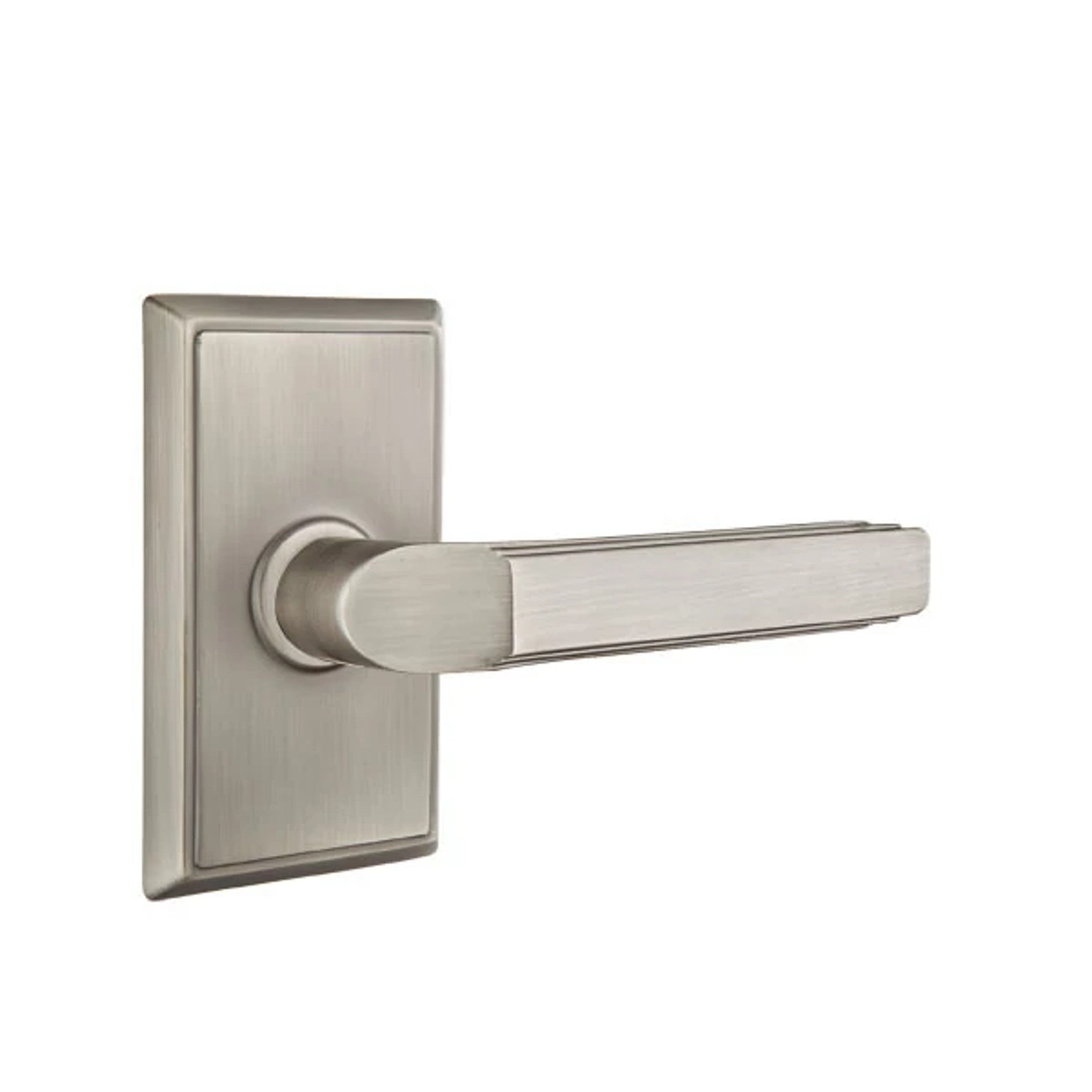 Emtek Milano Lever with Rectangular Rosette in Pewter