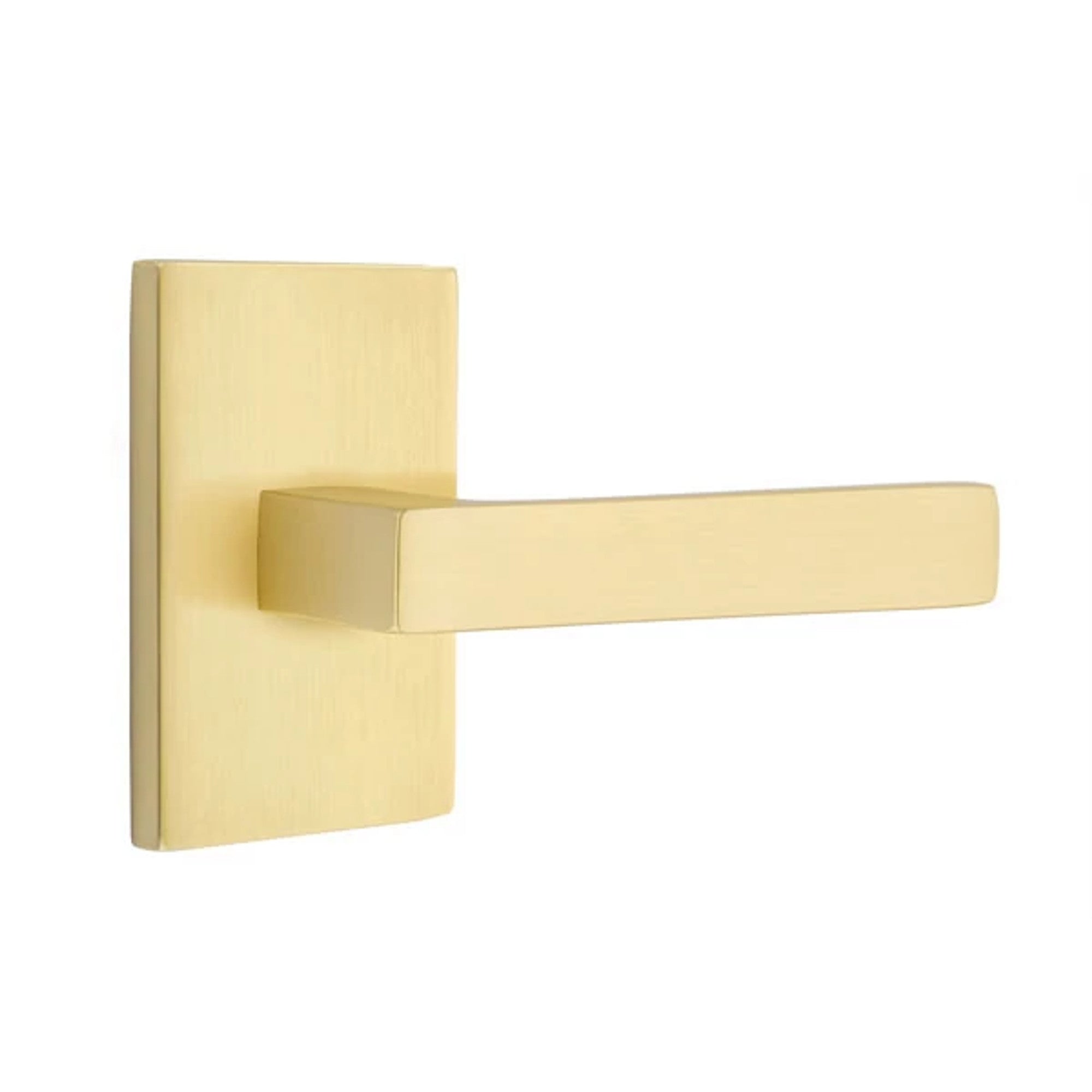Emtek Dumont Lever with Modern Rectangular Rosette in Satin Brass