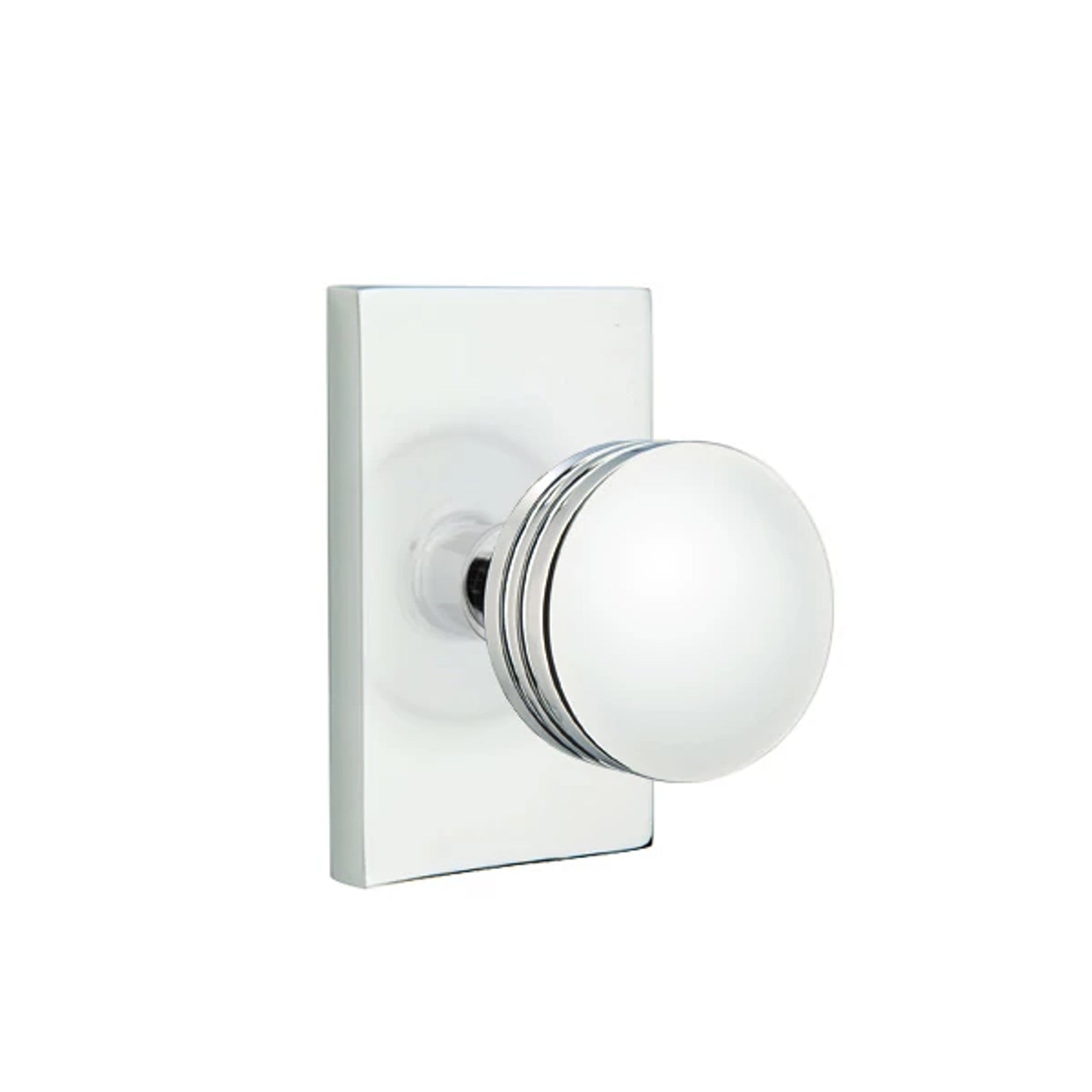 Emtek Bern Knob with Modern Rectangular Rosette in Polished Chrome