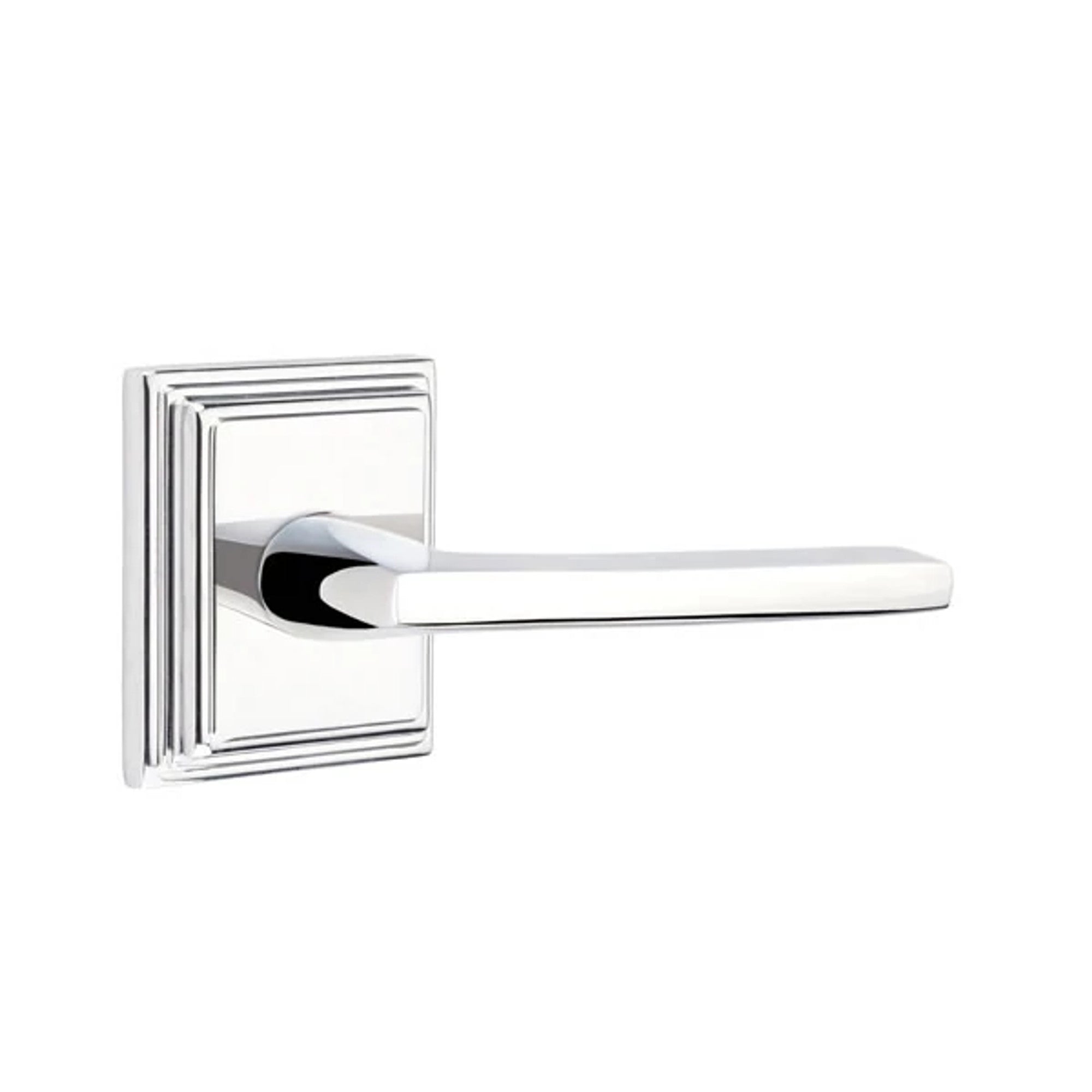 Emtek Helios Lever with Wilshire Rosette in Polished Chrome
