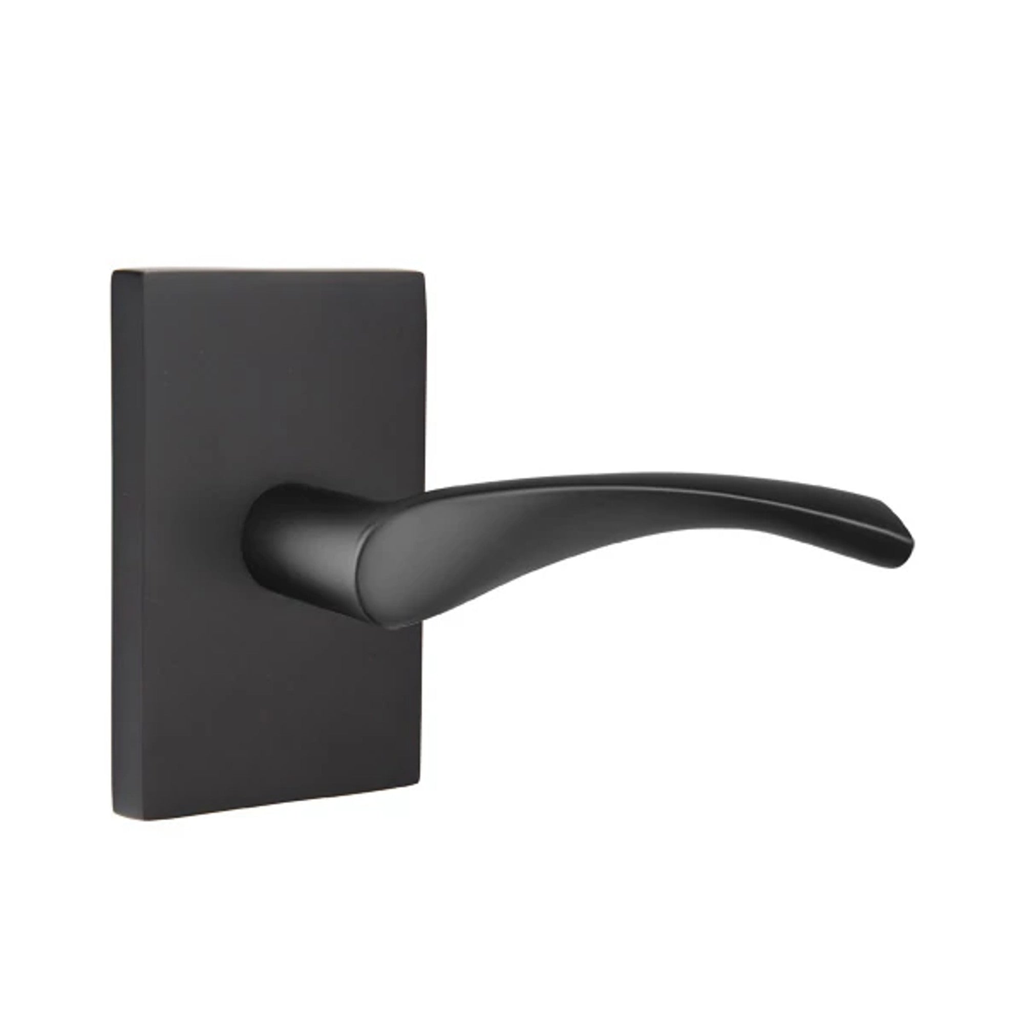 Emtek Triton Lever with Modern Rectangular Rosette in Flat Black