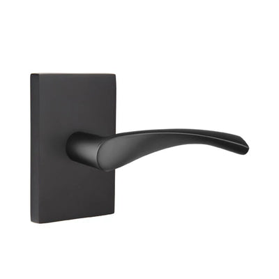 Emtek Triton Lever with Modern Rectangular Rosette in Flat Black
