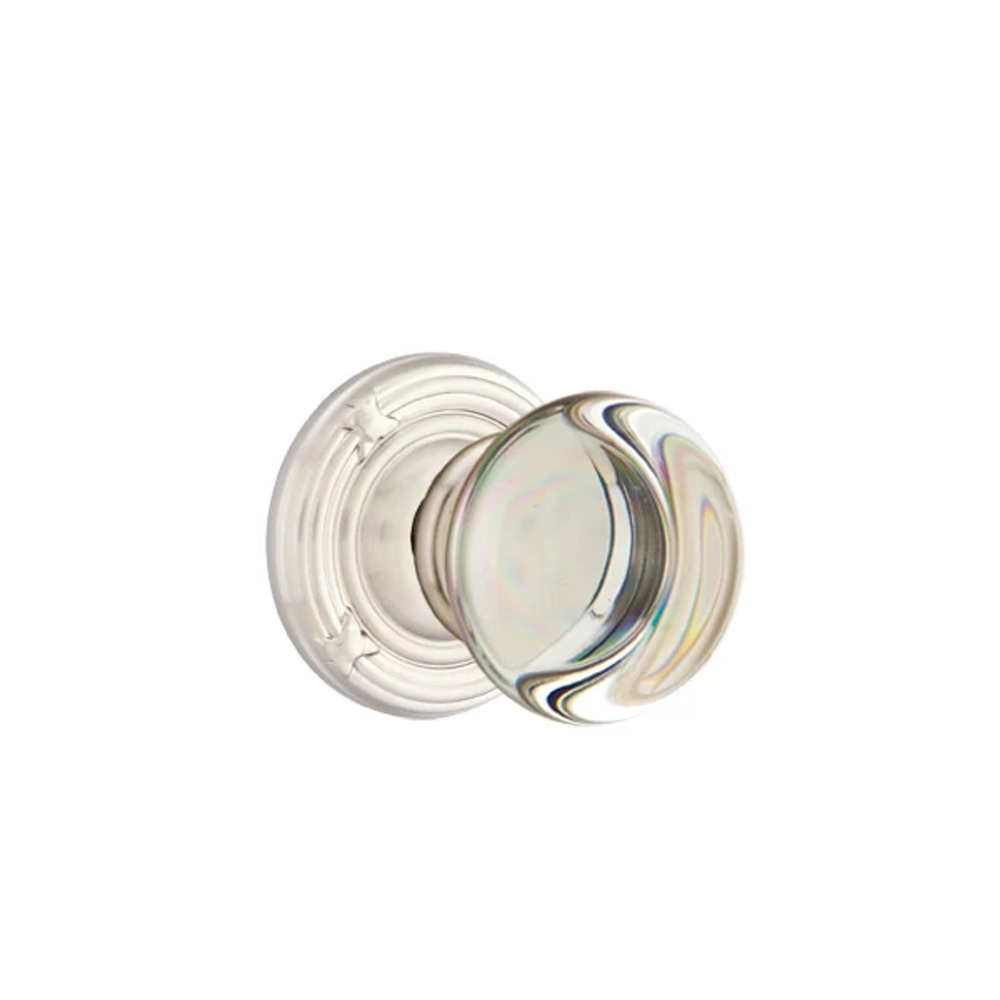 Emtek Providence Glass Knob with Ribbon & Reed Rosette in Satin Nickel