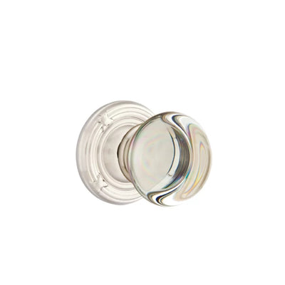 Emtek Providence Glass Knob with Ribbon & Reed Rosette in Satin Nickel