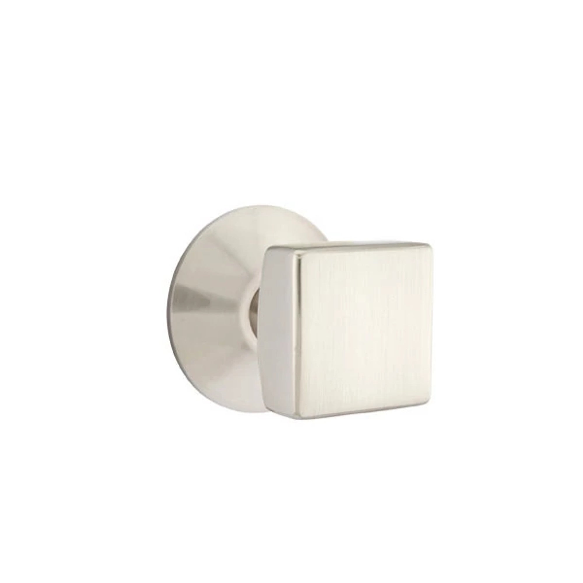 Emtek Square Knob with Modern Rosette in Satin Nickel